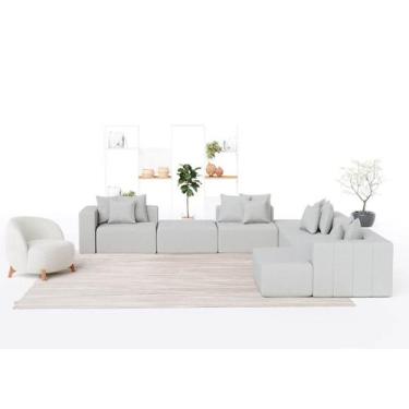 Imagem de Sofá Paris de Canto com Chaise 3,88m x 3,88m em Boucle Alaska Cinza - 