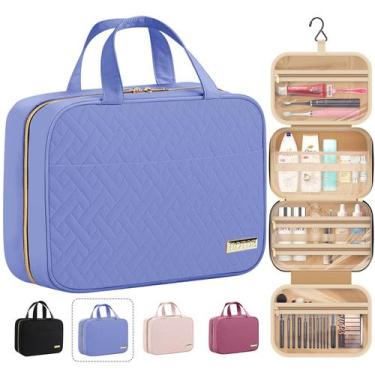 Imagem de Bolsa de higiene HOTOR Travel com gancho suspenso azul impermeável