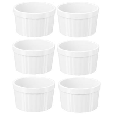 Imagem de Conjunto 6 Ramekins 220ml Canelado Branco Pote Para Molho Mol