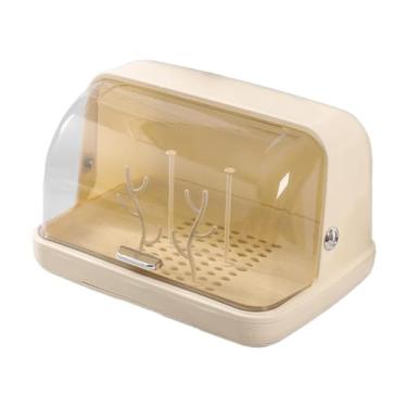 Imagem de DimyFew Porta de armazenamento de copo com tampa de garrafa de enfermagem Rack seco de fundo oco 1378x945x787in Caixa de armazenamento de utensílios de mesa, Amarelo