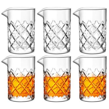 Imagem de Dandat Jarra de coquetel de vidro misturador de cristal com fundo grosso sem costura para barman em casa, acessórios para coqueteleira de uísque e martini (6 peças, 500 ml)