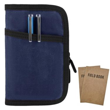 Imagem de Baizoy Capa para caderno de notas de campo para caderno de bolso de 8,5 x 14 cm com suporte de caneta com zíper, capa de caderno de esteno resistente à água para carteira planejadora de diário, inclui