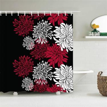 Imagem de Cortina de chuveiro colorida de poliéster à prova d'água com estampa colorida para cortina de banheiro longa 180 * 200cm cortinas de chuveiro, 5763L,W90xH180cm