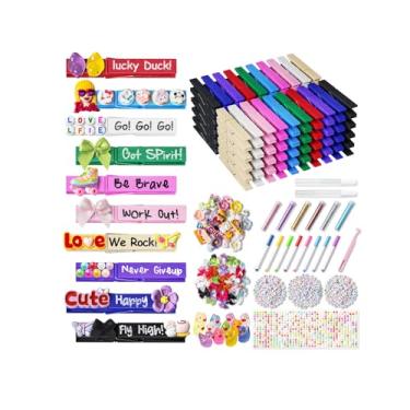 Imagem de Dufvrpe Kit de pinos de torcida com 100 peças de clipes de 7 cm - 80 mini arcos, 12 patos de torcida, 416 letras e 9 decorações para líderes de torcida, times de vôlei | Clipes espirituais com cola e