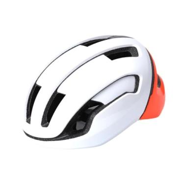 Imagem de Aymzbd Capacete de Bicicleta Capacete Ajustável Capacete de Bicicleta Acessórios Respiráveis ​​Ventilação Confortável Bloqueio Interno Removível para Passeio, Branco Laranja