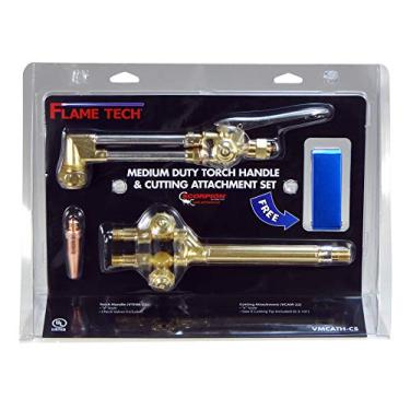 Imagem de Flame Tech Cabo de tocha de serviço médio e conjunto de acessórios de corte, kit de tocha Victor, aço inoxidável, alça de latão, compatível com Victor, kit de tocha de acetileno oxi premium