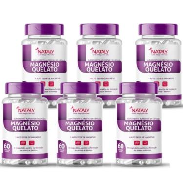 Imagem de Kit Com 06 - Magnésio Quelato 260mg P/Porção 60 Cápsulas de 500mg Nataly