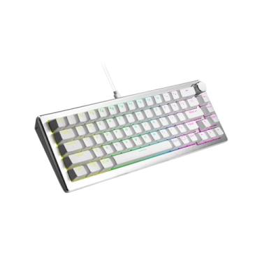 Imagem de Cooler Master Teclado mecânico CK720 Hot Swappable prata branco com interruptor mecânico marrom Kailh Box V2, layout de 65%, conectividade USB-C, iluminação RGB e mostrador de 3 vias