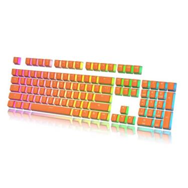 Imagem de Teclado HK Gaming 108 Double Shot PBT Pudding para teclado mecânico de jogos MX Switches (laranja)