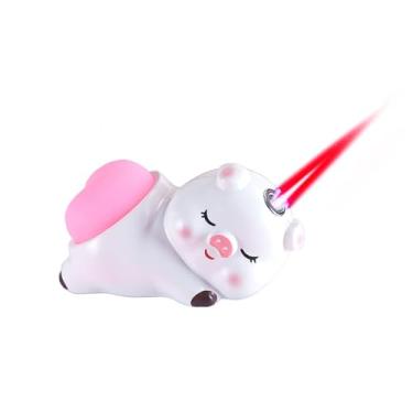 Imagem de Isqueiro de tocha de butano de porco fofo, recarregável com chama de jato vermelho ajustável, para ambientes externos, internos, ótimos presentes para homens e mulheres (sem gás) (branco)