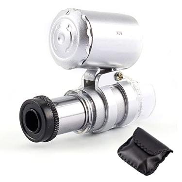 Imagem de 60X Microscópio mini -lúpulo de jóias de bolso de bolso de mão de mão Luz de vidro LED de vidro para inspecionar jóias diamantes moes selos Antiguides eletrônicas