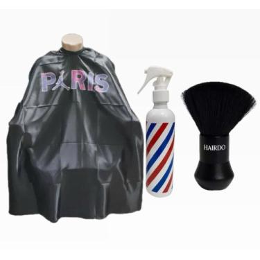 Imagem de Kit Cabeleleiro Capa De Corte Com Borrifador Pole e Espanador - Barber