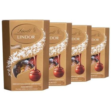 Imagem de Bombom Sortido De Chocolate Suíço Lindt Lindor, 4 Caixas 75G