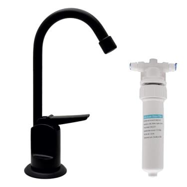 Imagem de Torneira dispensadora de água pura estilo Touch-Flo de 15 cm com unidade de filtro de água em linha sob a pia, A203F-62, preto fosco