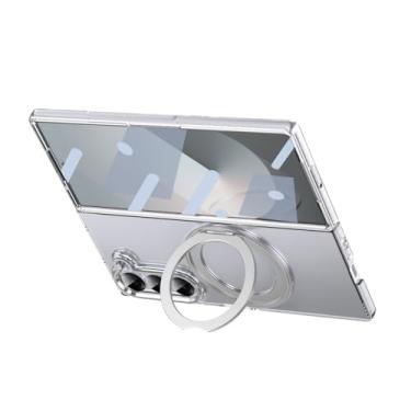 Imagem de HAO RIYLN Capa magnética para Samsung Galaxy Z Fold6, capa transparente antiamarelamento com suporte giratório suporte carregamento sem fio, capa ultrafina, cinza, Z DOBRAD6