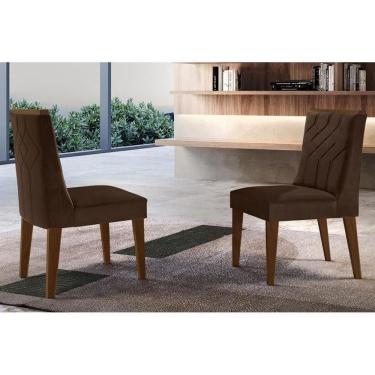 Imagem de Kit 2 Cadeiras Nevada Madeira Capuccino Veludo Marrom