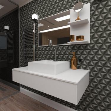 Imagem de Conjunto Gabinete Banheiro Barcelona 80 Branco C-cuba + Espelheira C-espelho + Torneira E Válvula