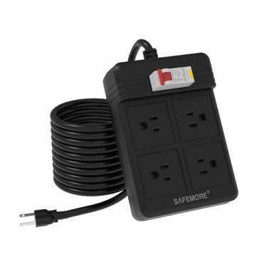 Imagem de SAFEMORE Réguas De Energia Gfci Com Cabo Extensão 3M Para Serviço Pesado, 4 Tomadas, 15A, Fusível 1875J, 30Ma, Proteção Contra Vazamento Rcbo, Oficina, Garagem, Trailer, Ambiente Interno (Preto)