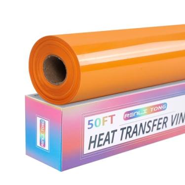 Imagem de RENLI·TONG Renlitong Vinil Amarelo Laranja Para Passar A Ferro 12" X 50 Pés Rolo Htv Transferência Térmica Rolos De Camiseta Máquina Corte - Fácil Cortar E Design Capina