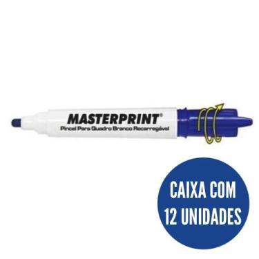 Imagem de CX Caneta quadro branco recarregável azul c/12 Masterprint