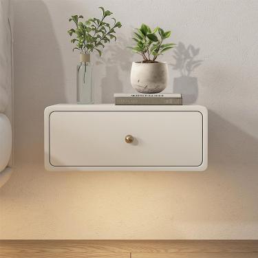Imagem de Mesa De Cabeceira Flutuante, Mesa De Cabeceira Inteligente Com Luz Sensorial Automática, Mesa De Cabeceira Moderna Com 1gaveta, Mesa De Cabeceira Lateral Com Gaveta De Ma, Off White, 50cm/20in