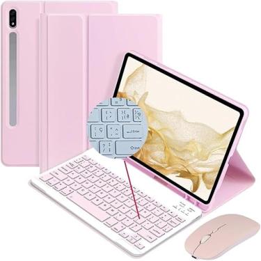 Imagem de Capa para Galaxy S9/S9FE/S10FE SM-X710/X716B/X718U SM-X510/X516B/X518U 2023 com teclado, com teclado ABNT2 Bluetooth sem fio captado e magnético, suporte para S Pen, fólio (Rosa)