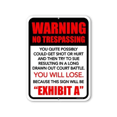 Imagem de Honey Dew Gifts, Warning No Trespassing You Quite Possibly Could Get Shot, 23 cm por 30 cm, Trespassers Will Be Shot Sign, Metal No Trespassing Signs, Placa de aviso HDG-1305