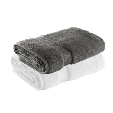 Imagem de Jogo de Toalha de Banho Super Soft Zero Twist, 2 peças, 70x140cm, Algodão, Toque Macio, 500g/m², Altihaus, Alta Absorção, Durabilidade (Branco/Chumbo)