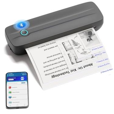 Imagem de Impressora térmica portátil, impressora Bluetooth sem fio compatível com carta/A4/A5/10.2 cm/7.6 cm/5.1 cm, impressora sem tinta, compatível com iOS, Android e laptop para viagens, escritório, escola