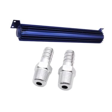 Imagem de JicSuXi Refrigerador de óleo de transmissão de 18" com encaixe, refrigerador de óleo de tanque de alumínio para caminhão, automóvel, carro, veículo, Azul