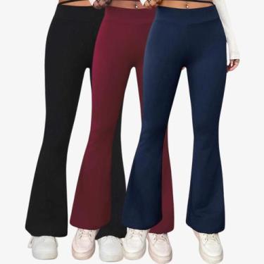 Imagem de Calça Flare Bailarina Legging Suplex Cintura Alta Feminina Zero Transp
