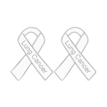 Imagem de Broche de câncer de pulmão - pacotes a granel - pacote variado de alfinetes de fita branca perfeitos para grupos de apoio, presentes e arrecadação de fundos, 2 Pieces, Banhado a prata esterlina, Sem