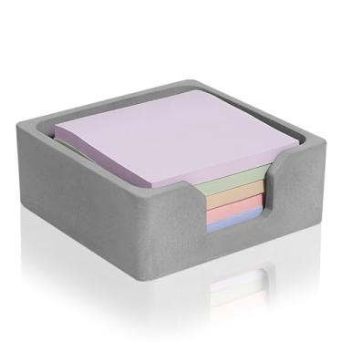 Imagem de BAOHD Porta-notas adesivas de concreto para notas de 7 x 7 cm - suporte de bloco de notas autoadesivo de cimento organizador de bloco de notas - acessório de mesa moderno para escritório e casa, cinza