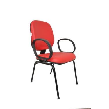 Imagem de Cadeira Fixa Diretor Fire - Maiart, Couro Sintetico Corano, Vermelho
