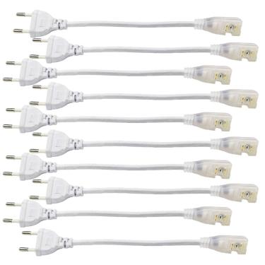 Imagem de Conector Plug Rabicho para Fita de LED 8mm Kit 10 Unidades Tomada Fonte Perfil Sanca Teto Gesso Iluminaçao Casa Loja Decoraçao