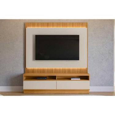Imagem de Home p/ TV até 70 Pol São Paulo c/ 2 Gavetas 198x180cm Tauari/Off Whit