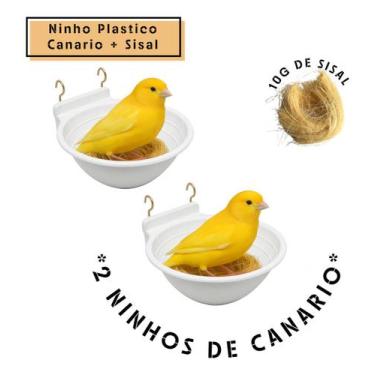 Imagem de Kit 2 Ninhos Plastico De Canario C/ Suporte + 10g De Sisal - Toco Tuca