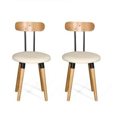Imagem de Kit 2 Cadeiras Ergonomica Para Mesa De Jantar Cozinha De Madeira Estof