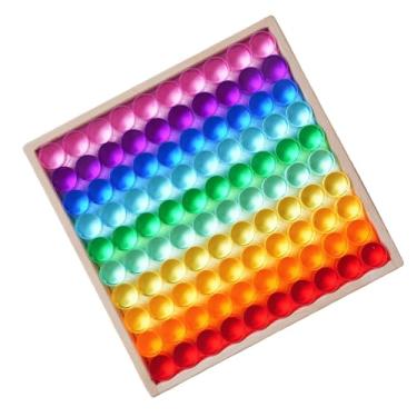 Imagem de Colaxi Conjunto de blocos de construção de cilindros de arco-íris para crianças, brinquedos de mesa com estojo de armazenamento, jogo de empilhamento para