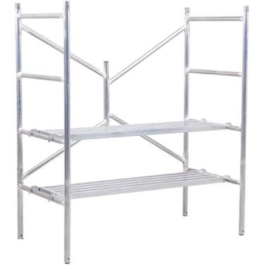 Imagem de Equipamento De Andaime Dobrável, Plataforma De Andaime Portátil, Torre De Andaime Com Plataforma Antiderrapante Larga, Soldagem De Aço Galvanizado, 135cm/4.4ft