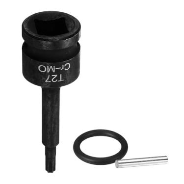 Imagem de HARFINGTON Soquete Torx de 1/5.1 cm T27 Impact 6 Point Star Bit Sockets CR-MO Aço com Contrapino e O-ring para Furadeira Elétrica, Adaptador de Oficina de Garagem