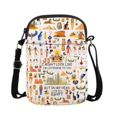 Imagem de WSNANG Bolsa tiracolo de viagem para o Egito, pirâmides egípcias, bolsa de ombro, tema do Egito, presentes de boas-vindas, Egypt Cb