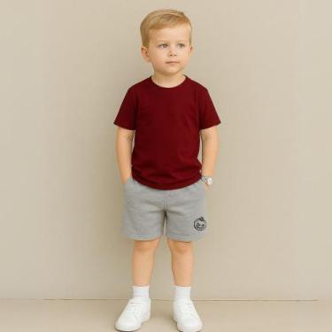 Imagem de Conjunto Masculino Infantil Liso Camiseta E Short Elastico Pratico E C