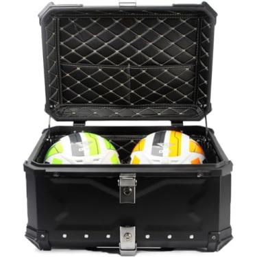 Imagem de Tronco De Motocicleta Universal Aluminum Top Case Motorbike Tour Tail Box Scooter Topcase Storage Carrier Case Para Capacete Bagagem 80l, Black, 65L