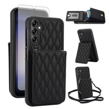 Imagem de Asuwish Capa de celular para Samsung Galaxy A56 5G carteira celular com protetor de tela de vidro temperado slot para cartão de crédito, alça transversal e bloqueio de RFID A 56 56A LTE mulheres