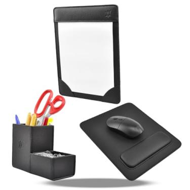 Imagem de Kit Escritório Sintético Vayly com Porta-Caneta, Porta-Clips, Risque Rabisque A4, Apoio para Teclado e Mouse Pad. (Preto)