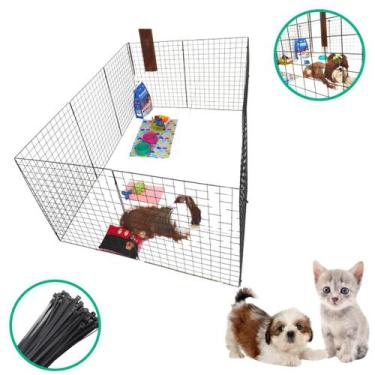 Imagem de Gaiola Modular mimo 10 Telas Tela Aramada 60x80cm Cercado Pet Gato Cac