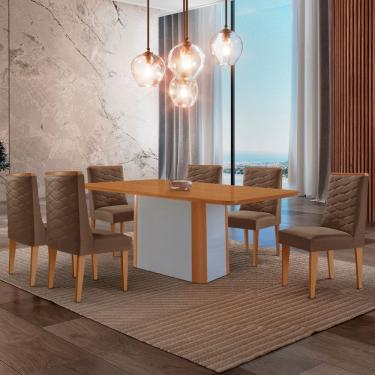 Imagem de Mesa de Jantar Isadora 180cm Tampo MDF Laminado com 6 Cadeiras Safira