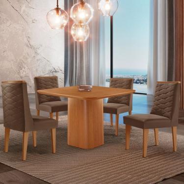 Imagem de Mesa de Jantar Eloise 90cm Tampo MDF Laminado com 4 Cadeiras Safira Moderna Mobília