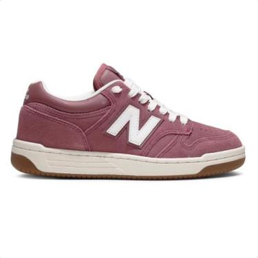 Imagem de Tênis New Balance 480 Low Unissex, 36, Bordô, Branco
